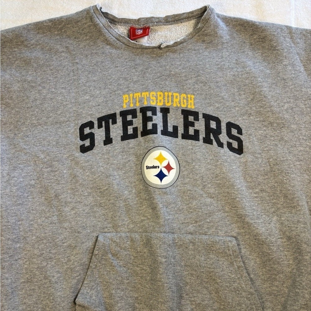 NFL Pittsburgh Steelers Sweatshirt Womens XXL Gray Graphic Pocket Gameday Gear